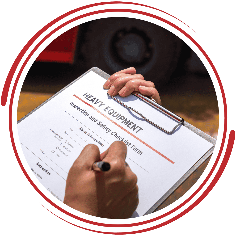 Person conducting a health and safety audit with a clipboard and checklist.