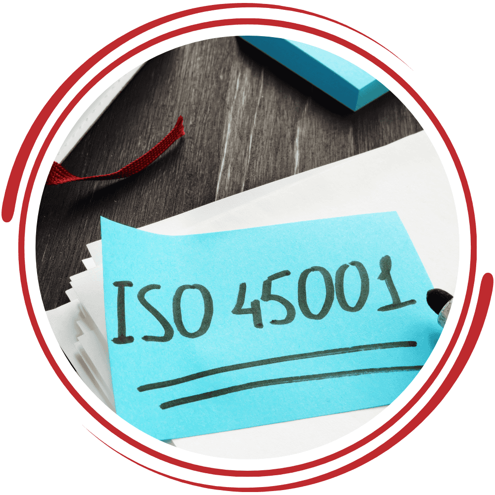 ISO 45001 certification audit for workplace health and safety management systems.